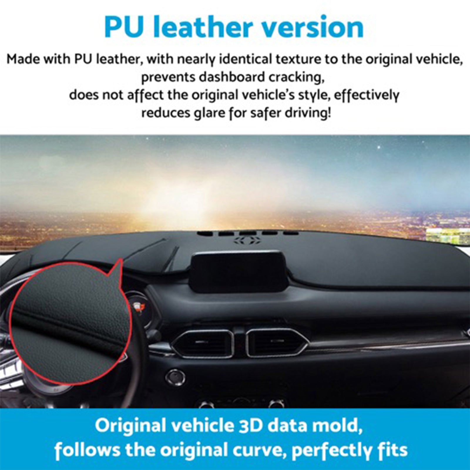 Dash Mat Microfiber Leather Non-Slip Suitable for LDV T60 Ute 2017-2024